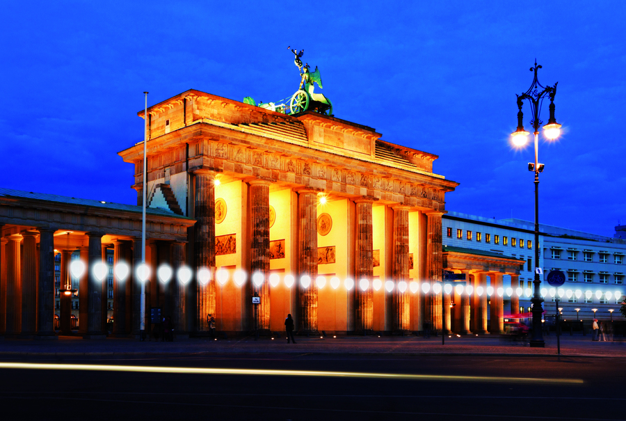 Lichtinstallation zum 25. Jahrestag des Berliner Mauerfalls